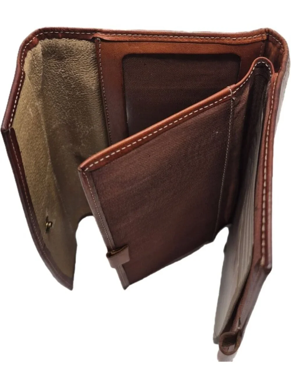 Vintage Dooney & Bourke Wallet Leather Taupe Tan & Brown Coin Holder Card Slots
